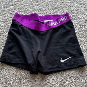 Nike Women's Athletic Shorts Black with Purple Waistband